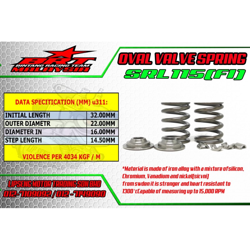 BRT Racing Oval Valve Springs - Yamaha Crypton/Jupiter/Vega/Spark T115 T115 Fi