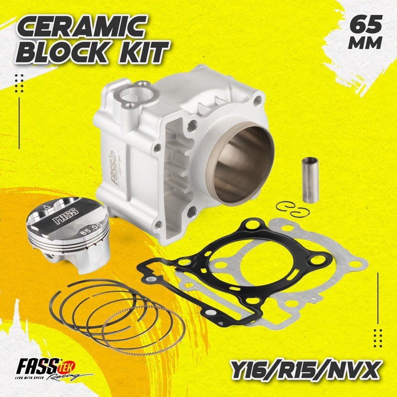 Fasstek Racing Big Bore Cylinder Kit - 65mm (195cc) - Yamaha R15V3/MT15/Aerox/NVX/NMAX/T155 (VVA)