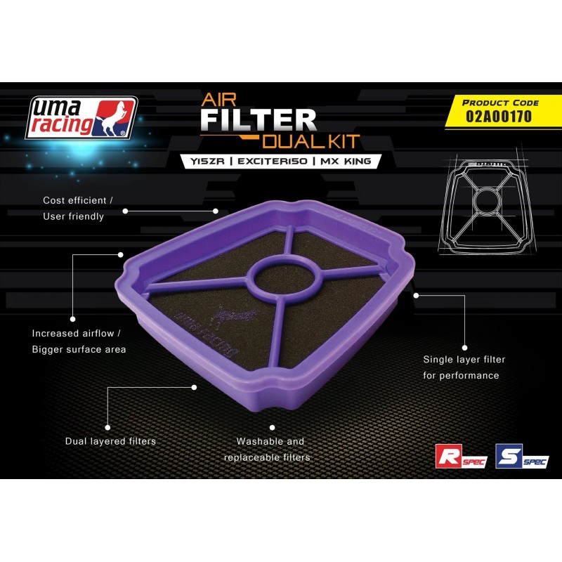 UMA Racing Drop-in Air Filter - Y15ZR/Jupiter MX King/Spark/Exciter/Sniper/T150